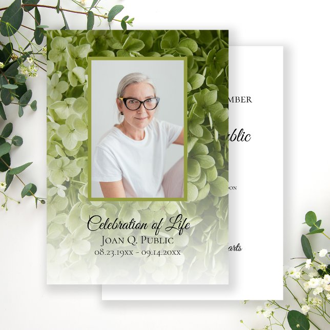 Green Hydrangea Floral Celebration of Life Invitation (Creator Uploaded)