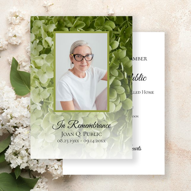 Green Hydrangea Floral Death Anniversary Invitation (Creator Uploaded)