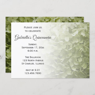 Green Hydrangea Flower Quinceanera Invitation