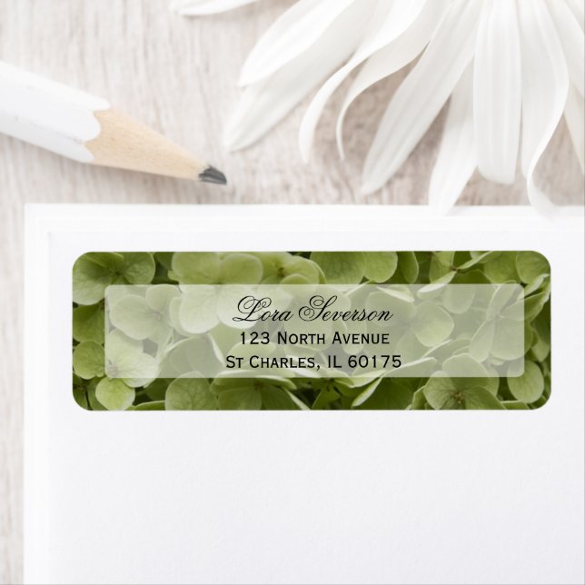 Green Hydrangea Flower Return Address Label (Insitu)