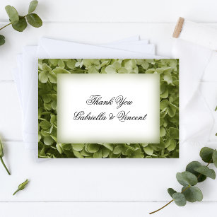 Green Hydrangea Flower Wedding Thank You Notes Invitation
