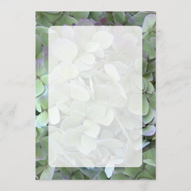 Green Hydrangea Wedding Fan Program Paper (Front)