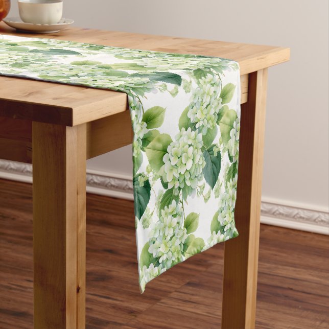 Green Hydrangeas Medium Table Runner (In Situ)