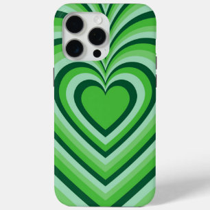 Green Hypnotic Heart Love Pattern iPhone 15 Pro Max Case