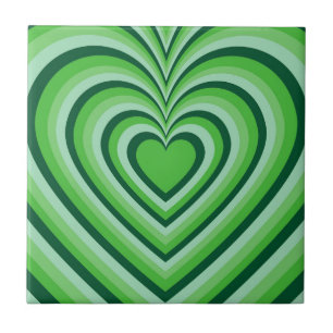 Green Hypnotic Heart Love Pattern Ceramic Tile