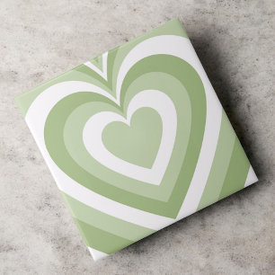 Green Hypnotic Heart Love Pattern Ceramic Tile