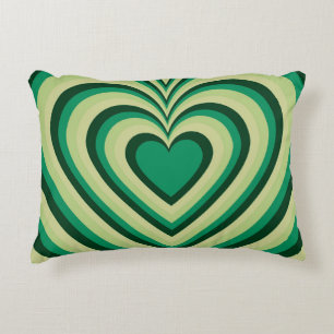 Green Hypnotic Heart Love Pattern Decorative Cushion