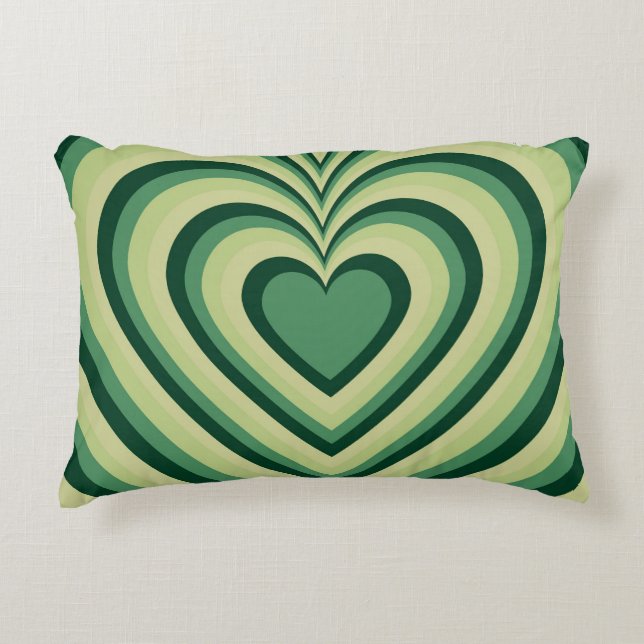 Green Hypnotic Heart Love Pattern Decorative Cushion (Front)