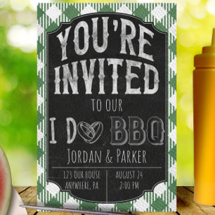 Green I Do BBQ Bridal & Wedding Shower Invitation