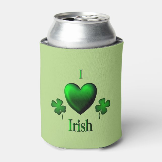 Green I Heart Irish Can Cooler (Can Front)