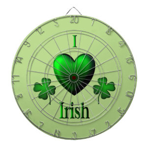 Green I Heart Irish Dartboard