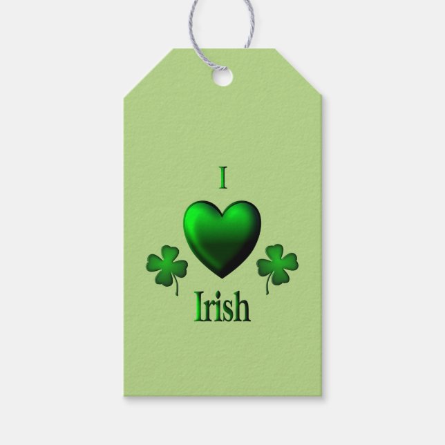 Green I Heart Irish Gift Tags (Front)