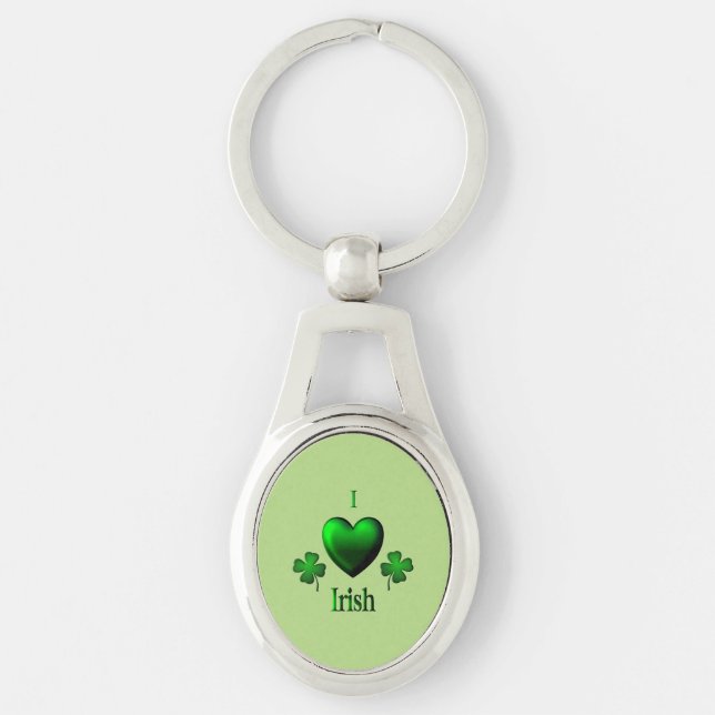 Green I Heart Irish Key Ring (Front)