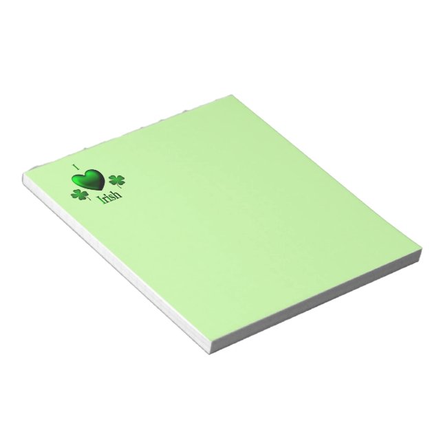Green I Heart Irish Notepad (Angled)