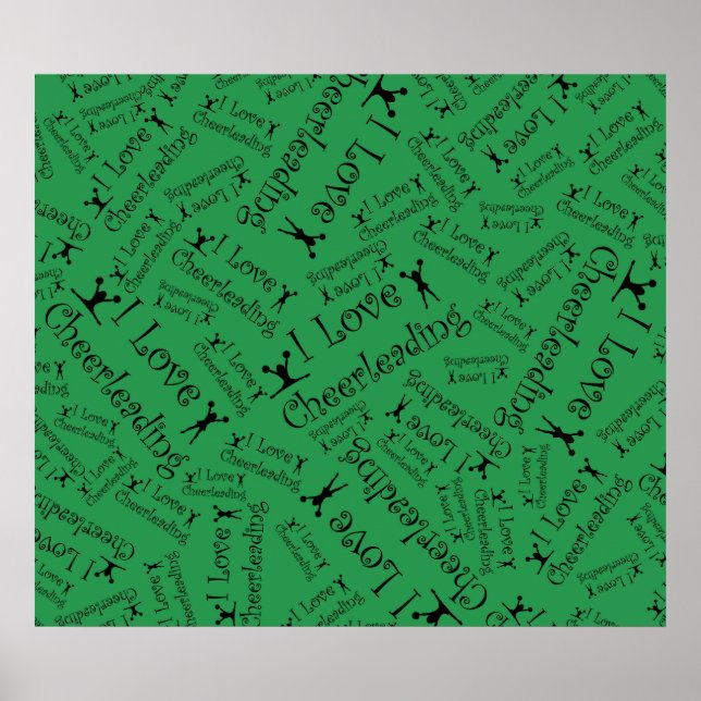 Green I love cheerleading Poster (Front)