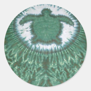 Green I Love Turtles Tie Dye PhatDyes Classic Round Sticker