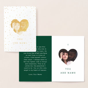 Green I Love You Luxury Photo Text Valentines Foil Card