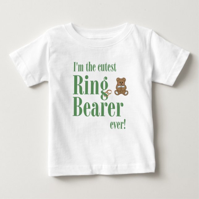 Green I’m The Cutest Ring Bearer Ever Wedding Baby T-Shirt (Front)