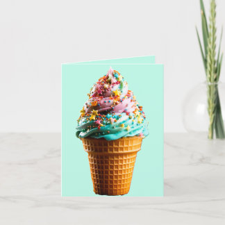 Green Ice Cream Cone Thank You Card