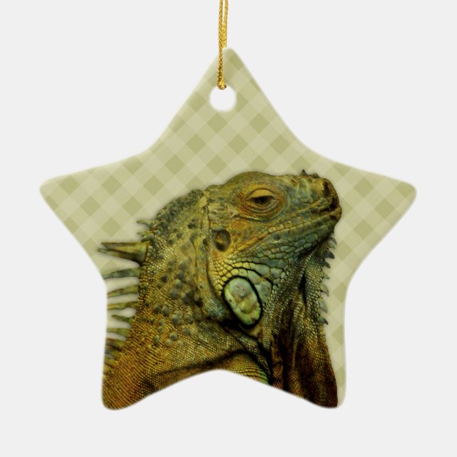 Green Iguana Ceramic Ornament (Front)