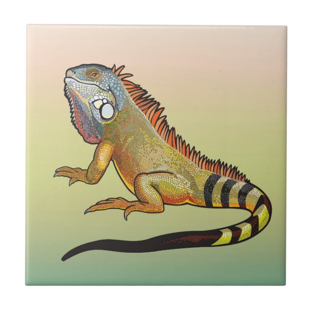 green iguana ceramic tile (Front)