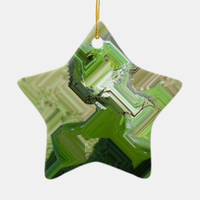 Green Iguana Ceramic Tree Decoration (Front)