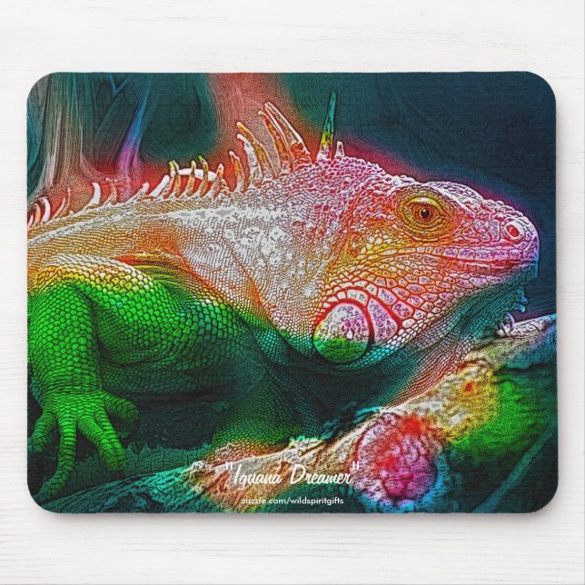 Green Iguana Fantasy Art Wildlife Mousemat (Front)