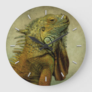 Green Iguana Large Clock