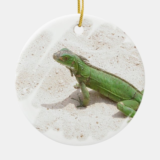 Green Iguana Lizard Ornament (Front)