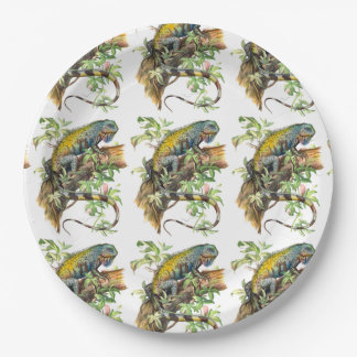 Green iguana paper plate