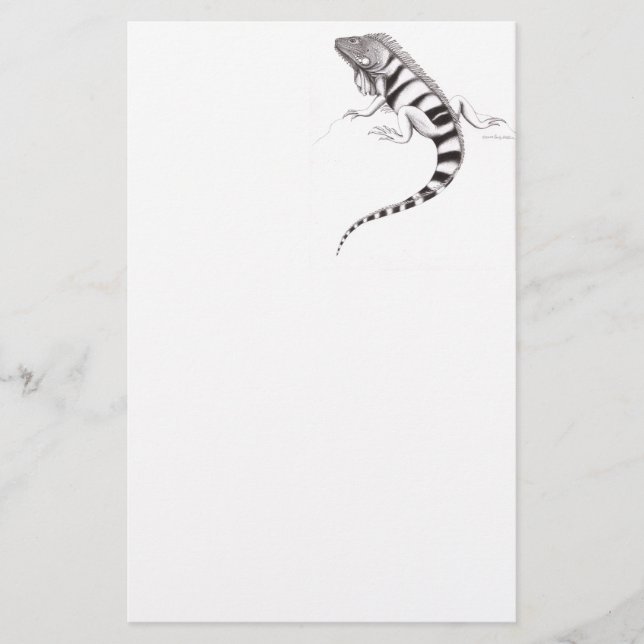 Green Iguana Pen Study Stationery (Front)