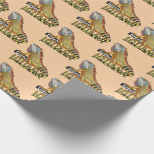 green iguana wrapping paper