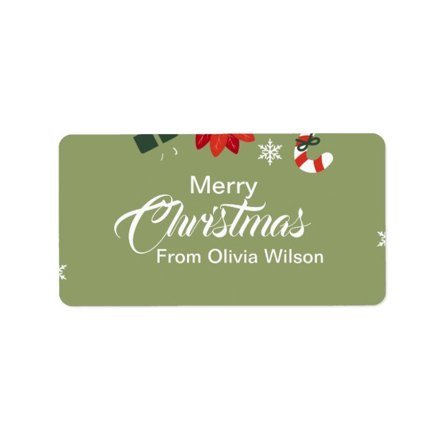Green Illustrated Christmas  Label (Front)