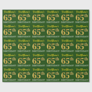 Green, Imitation Gold Look "65th BIRTHDAY" Wrapping Paper