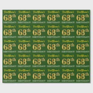 Green, Imitation Gold Look "68th BIRTHDAY" Wrapping Paper