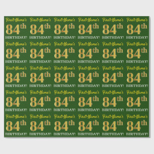 Green, Imitation Gold Look "84th BIRTHDAY" Wrapping Paper