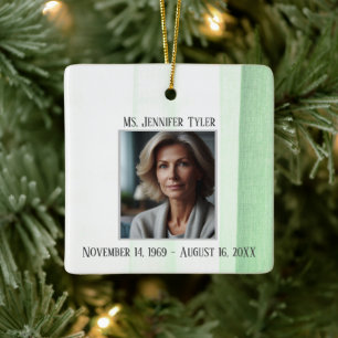 Green In Loving Memory Funeral Memorial Ceramic Ornament