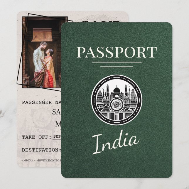 Green India Passport Save The Date (Front/Back)