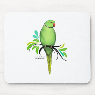 Green Indian Ringneck Parrot Mouse Pad
