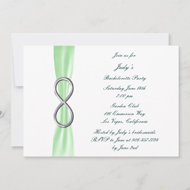 Green Infinity  Bachelorette Party Invitation (Front)