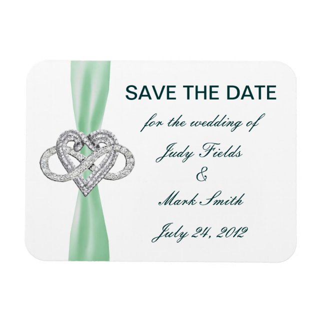 Green Infinity Heart Save The Date Magnet (Horizontal)