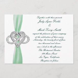Green Infinity Heart Wedding Invitation
