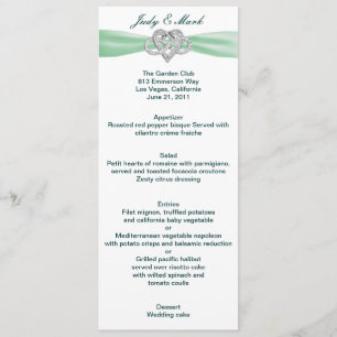 Green Infinity Heart Wedding Menu Card