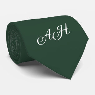 Green Initial Groomsmen Monogram Monogrammed Tie