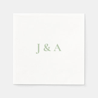 Green Initials Wedding Napkin