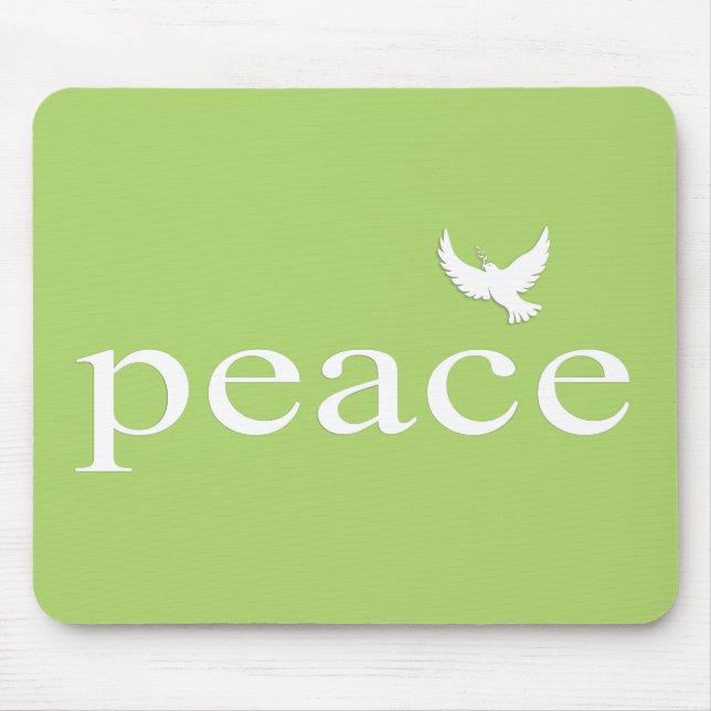 Green Inspirational Peace Quote Mouse Pad (Front)