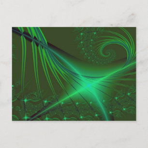 Green Interrumpted Fractal Art Postcard