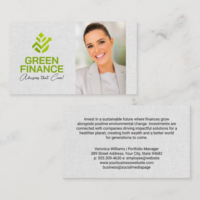 Green Investing Logo | Financial Advisor Business Card (Front/Back)