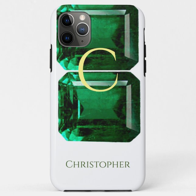 Green iPhone case faceted Gemstone Emerald (Back)
