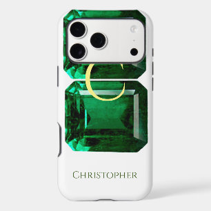 Green iPhone case faceted Gemstone Emerald